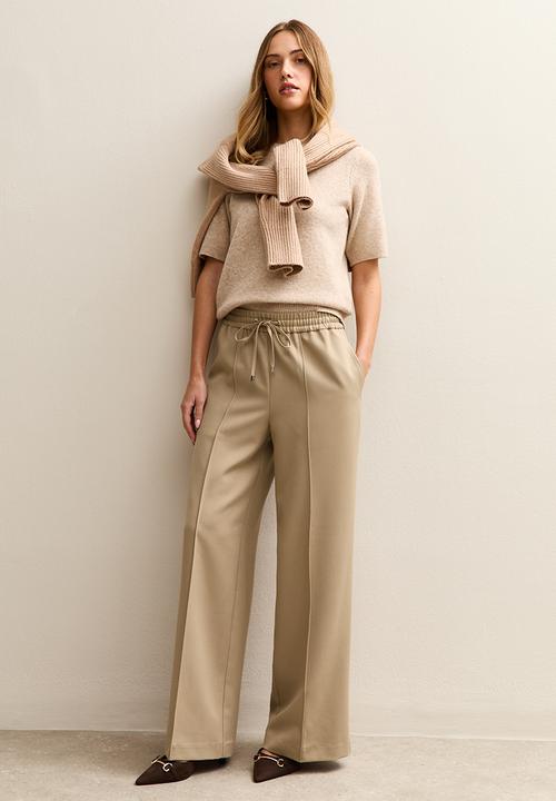 New Look - Wide Leg Drawstring Trousers - camel