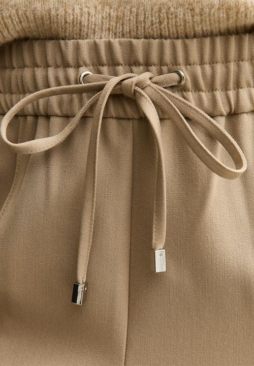 New Look - Wide Leg Drawstring Trousers - camel