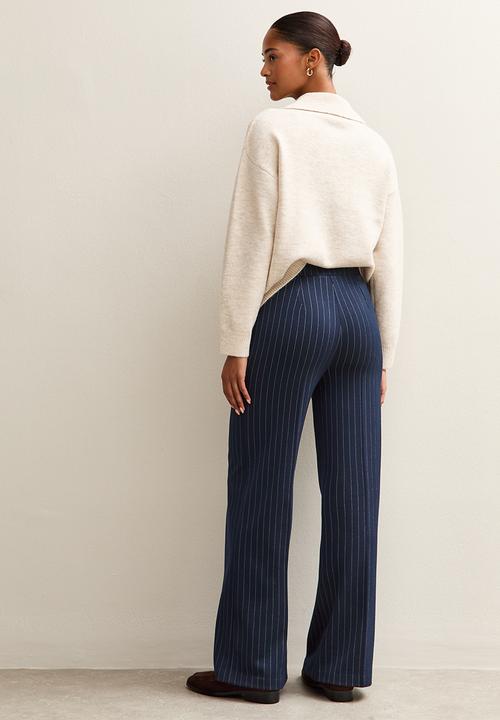 New Look - Pinstripe Jersey Pull On Trousers - blue