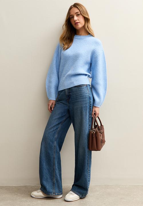 New Look - Collared knit jumper - mid blue