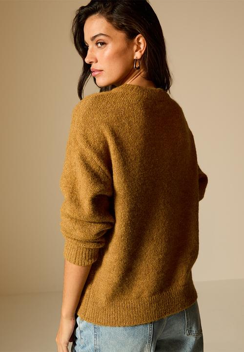 New Look - Crew Neck Oversized Textured Knit Jumper - dk yellow