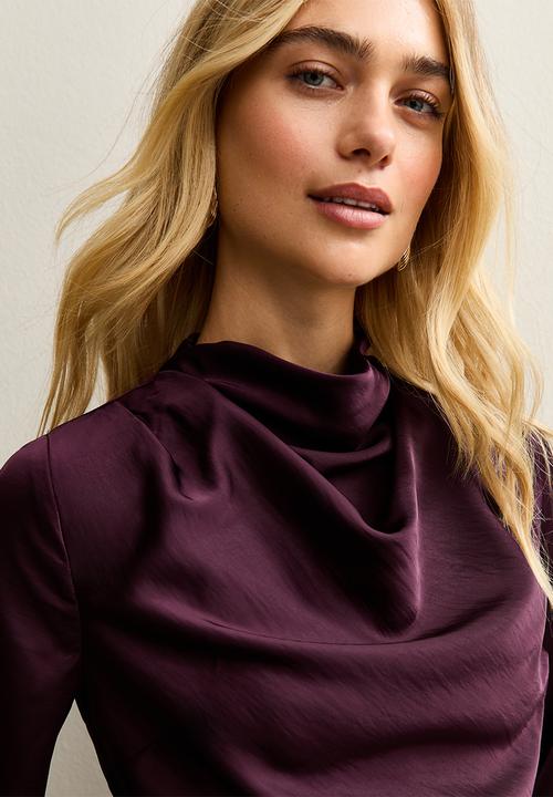 New Look - Ec k carter champagne cowl shell - burgundy