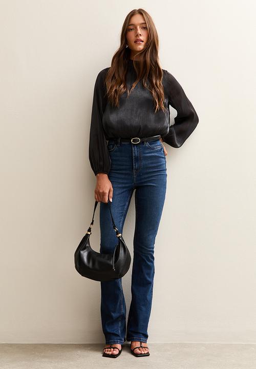 New Look - Gigi glass bubble hem ls shell - black