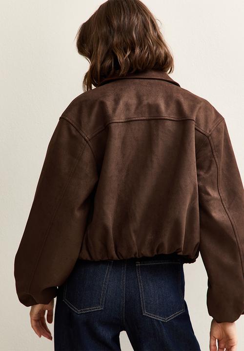 New Look - Suedette bubble hem jacket - dk brown