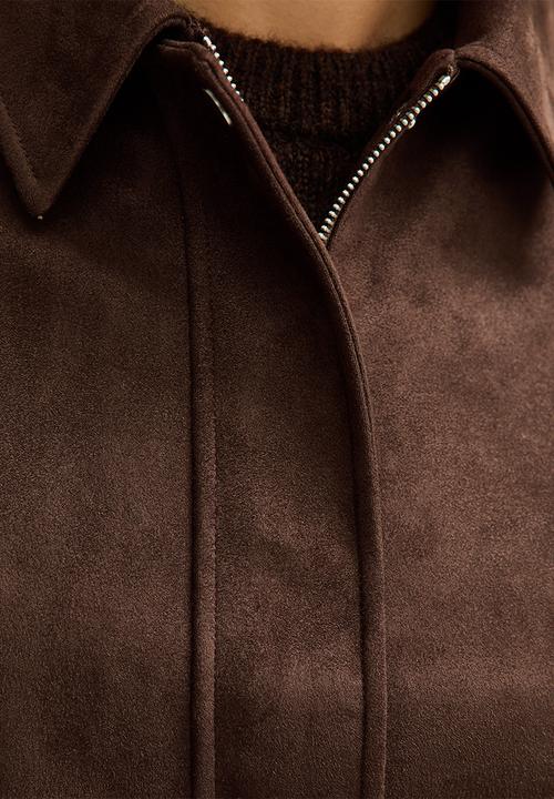 New Look - Suedette bubble hem jacket - dk brown