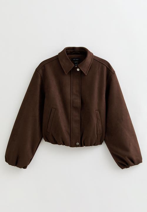New Look - Suedette bubble hem jacket - dk brown