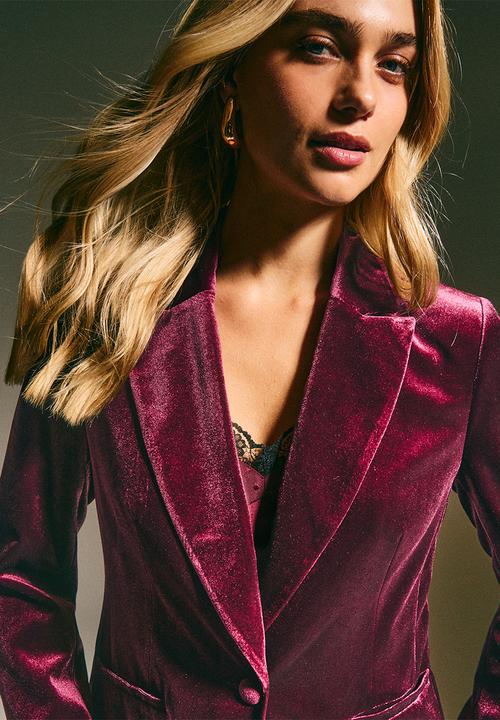 New Look - Velvet blazer - dk burgundy