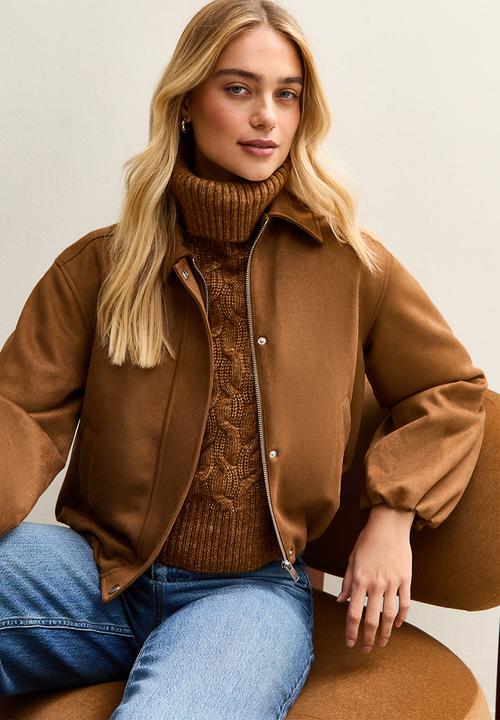 New Look - Suedette bubble hem jacket - tan