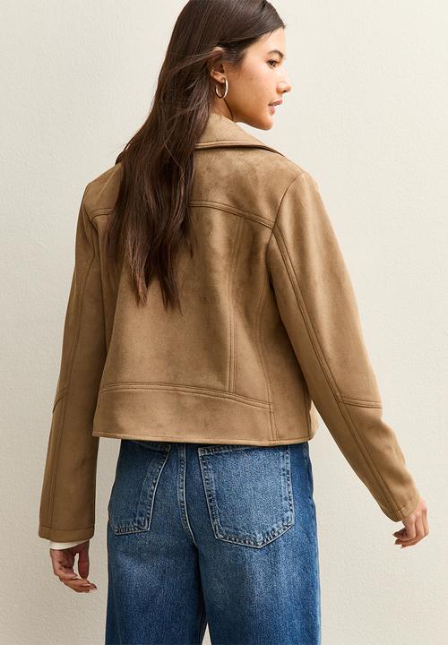 New Look - Suedette biker jacket - tan