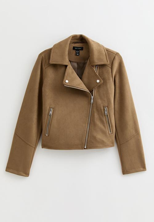 New Look - Suedette biker jacket - tan