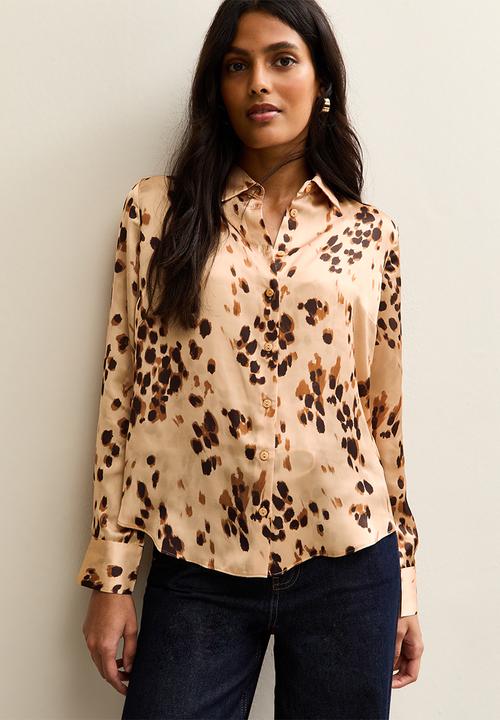 New Look - K ec marvin mm sloane satin shirt - brown