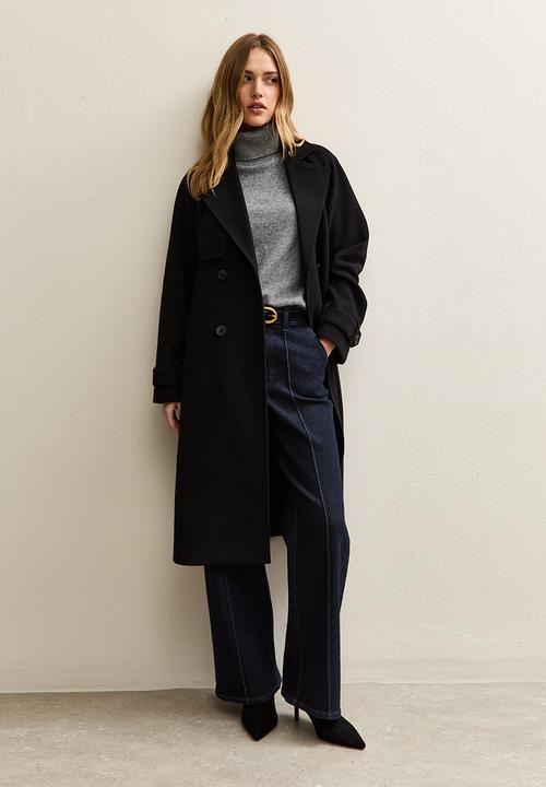 New Look - Cosy mac coat - black