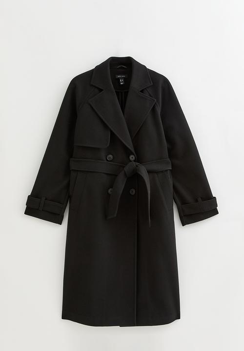 New Look - Cosy mac coat - black