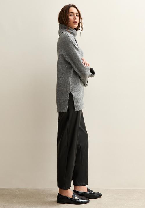 New Look - Faux Leather Barrel Leg Trousers - black