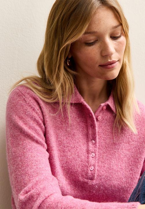 New Look - Henley polo - mid pink