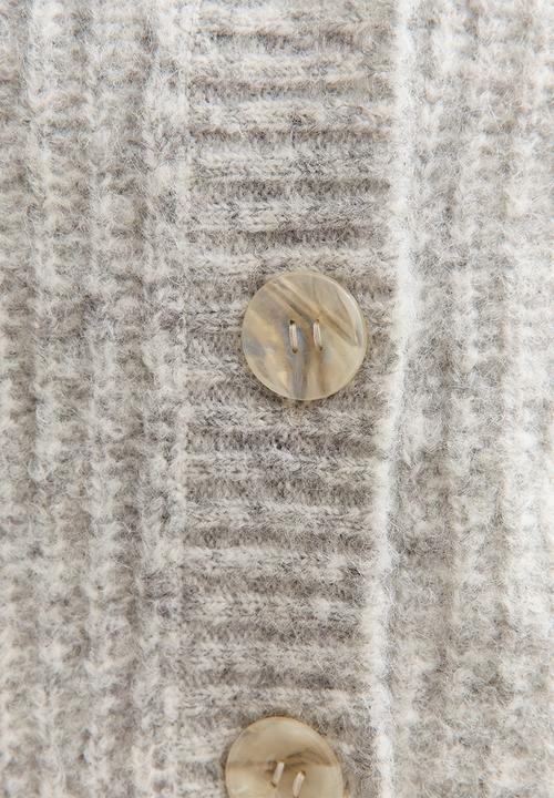 New Look - Chunky Knit V-Neck Cardigan - lt grey