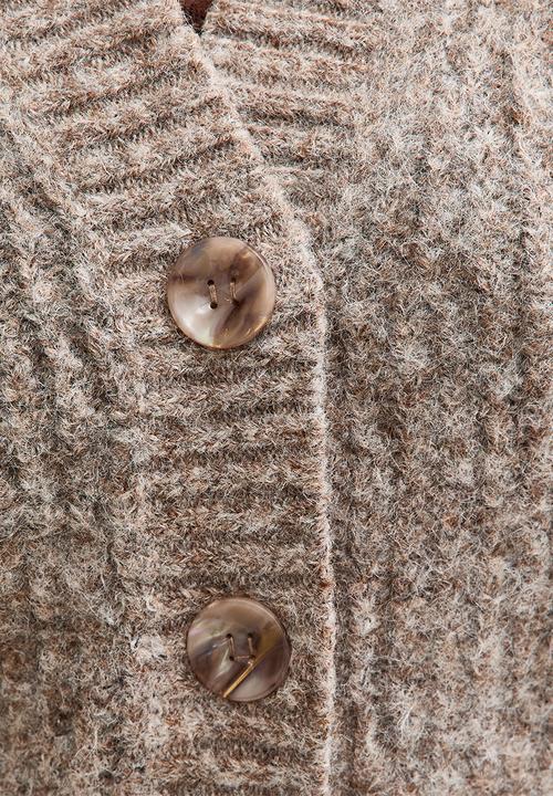 New Look - Chunky Knit V-Neck Cardigan - dk mink