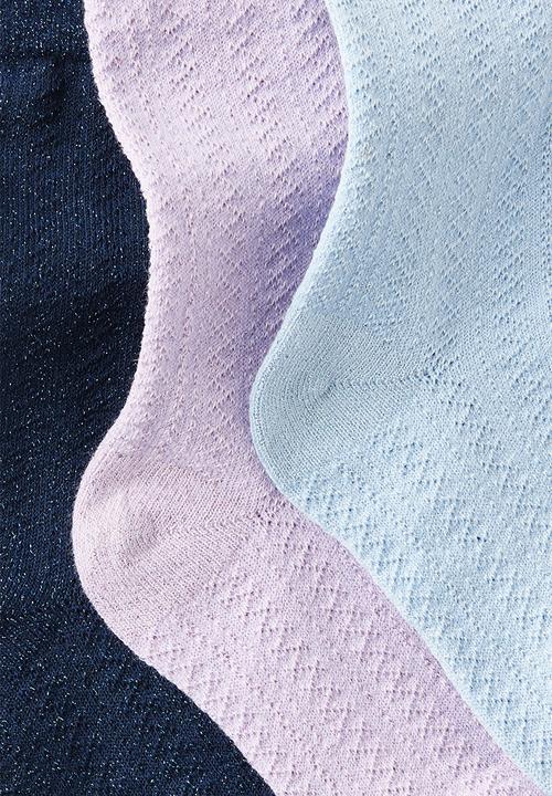 Cotton On - 3Pk Sparkle Socks - Lilac/Dawn Blue/Navy Shimmer