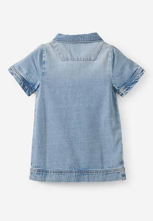 Cotton On - Denim Polo Dress - Airlie Light Blue