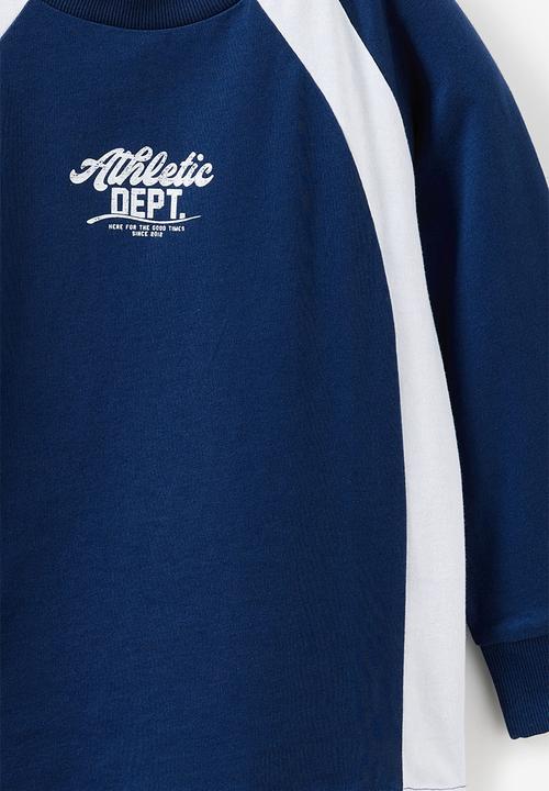 Cotton On - Moto panelled long sleeve tee - deep dive/athletics