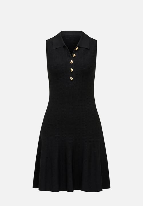 Forever New - Amari polo knit mini dress in black