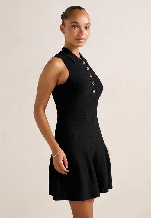 Forever New - Amari polo knit mini dress in black