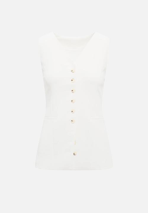 Forever New - Ayla contrast waistcoat in porcelain 