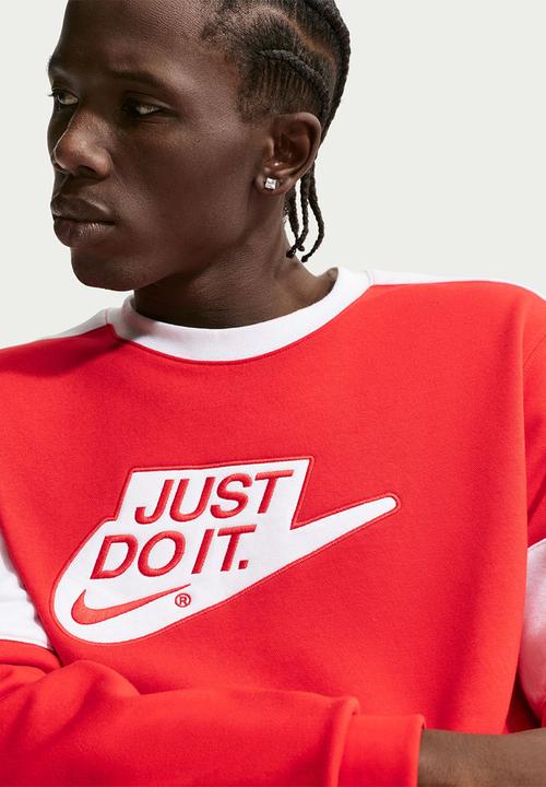 Nike - NSW Club BB Just Do It  23 Crew Sweatshirt  - Red/White