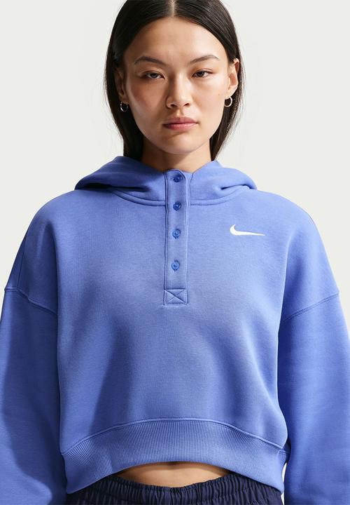 Nike - W Nsw Phnx Flc Os Crp Hnly Hdy - Lt Medium Blue/Sail