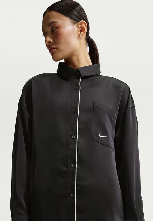 Nike - W Nsw Offln Wvn Stn Ls Top - Black/Sail