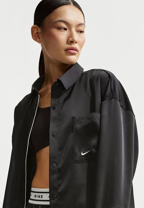 Nike - W Nsw Offln Wvn Stn Ls Top - Black/Sail