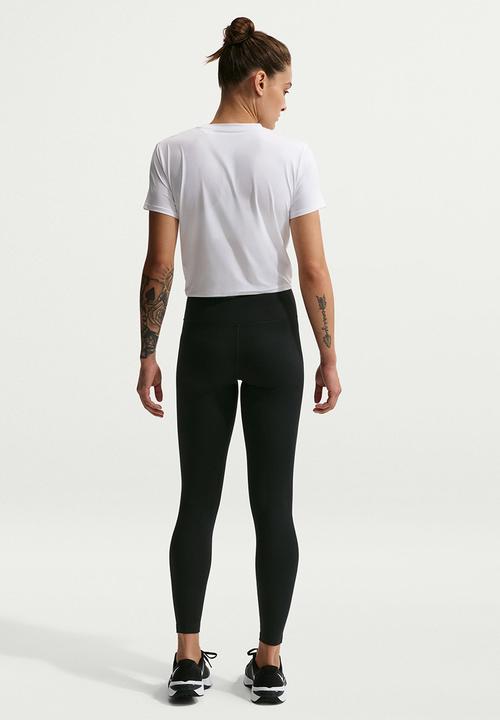 Nike - Nike One Seamless Front Women's High-Waisted Full-Length Leggings - Black/White