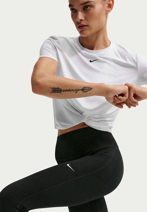 Nike - Nike One Seamless Front Women's High-Waisted Full-Length Leggings - Black/White
