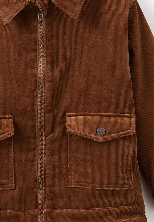 Cotton On - CODY CORD ZIP THROUGH JACKET - CHESTNUT
