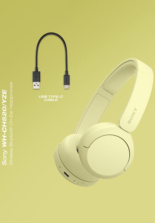 Sony - Sony WH-CH520 Bluetooth On-Ear Headphones - Yellow