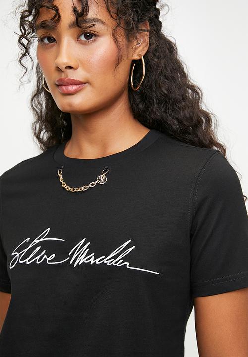 Steve Madden - Ladies theresa regular t-shirt with chain charm - black