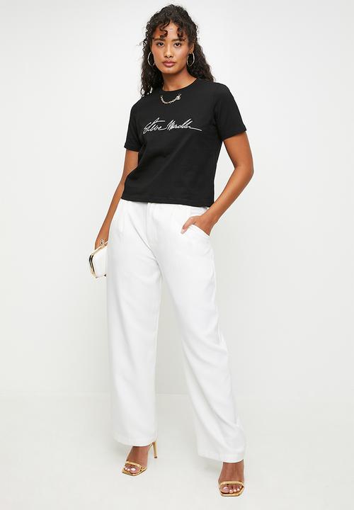 Steve Madden - Ladies theresa regular t-shirt with chain charm - black