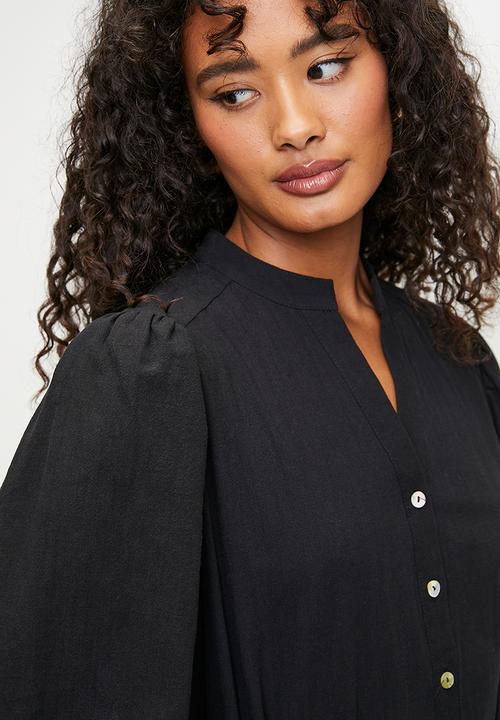 MILLA - Black maxi shirt dress - black 