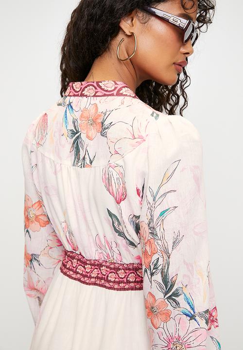 MILLA - Burgandy floral midi dress - multi 
