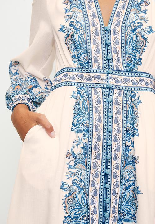 MILLA - Blue Paisley Midi dress