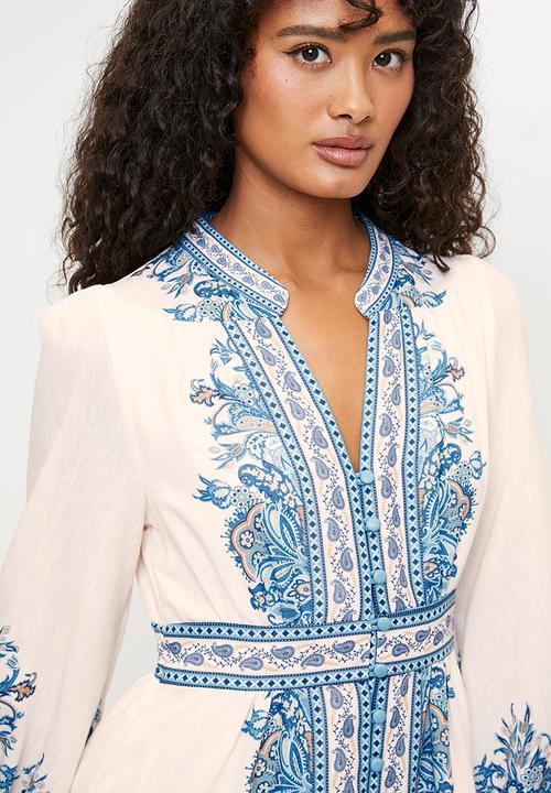 Blue Paisley Midi dress - Blue
