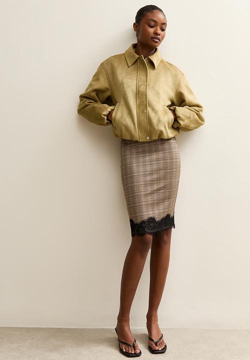 New Look - Suedette bubble hem jacket - lt khaki