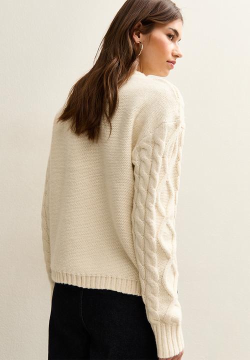 New Look - Cable crew neck - cream
