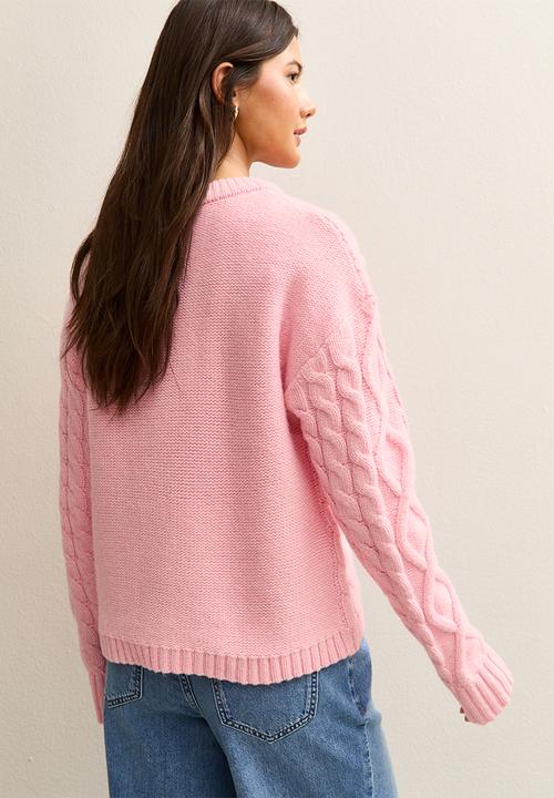 New Look - Cable Knit Jumper - bright pink