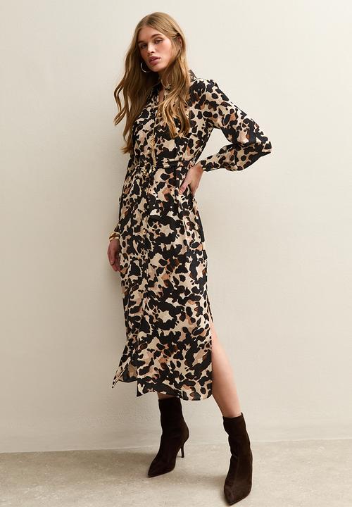 New Look - Poppy mark shirt midi - brown