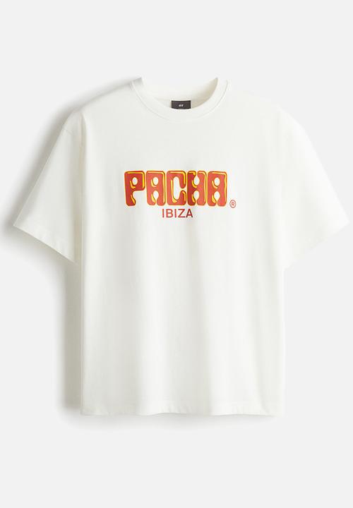 H&M - Loose fit T-shirt - white/pacha