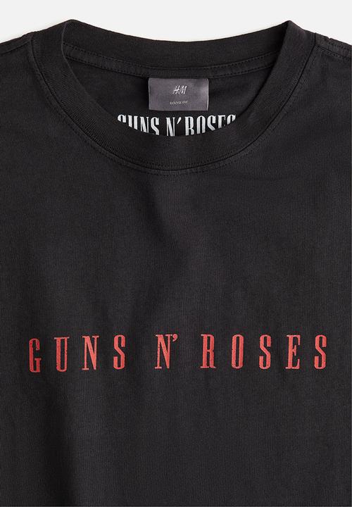 Loose fit vintage-look printed t-shirt - black/guns n' roses