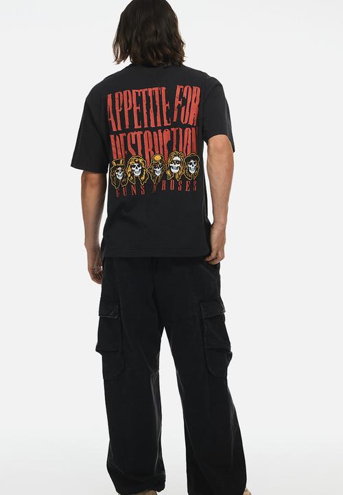 H&M - Loose fit vintage-look printed T-shirt - black/guns n' roses