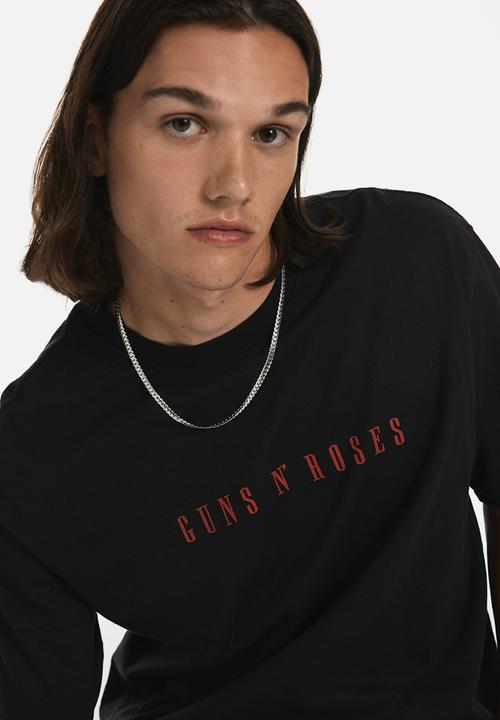 H&M - Loose fit vintage-look printed T-shirt - black/guns n' roses