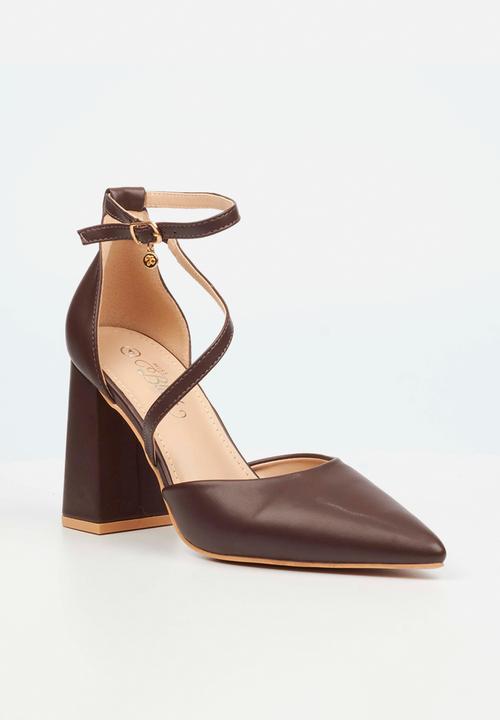 Miss Black - Novi 2 penny moc chunky block heel - chocolate